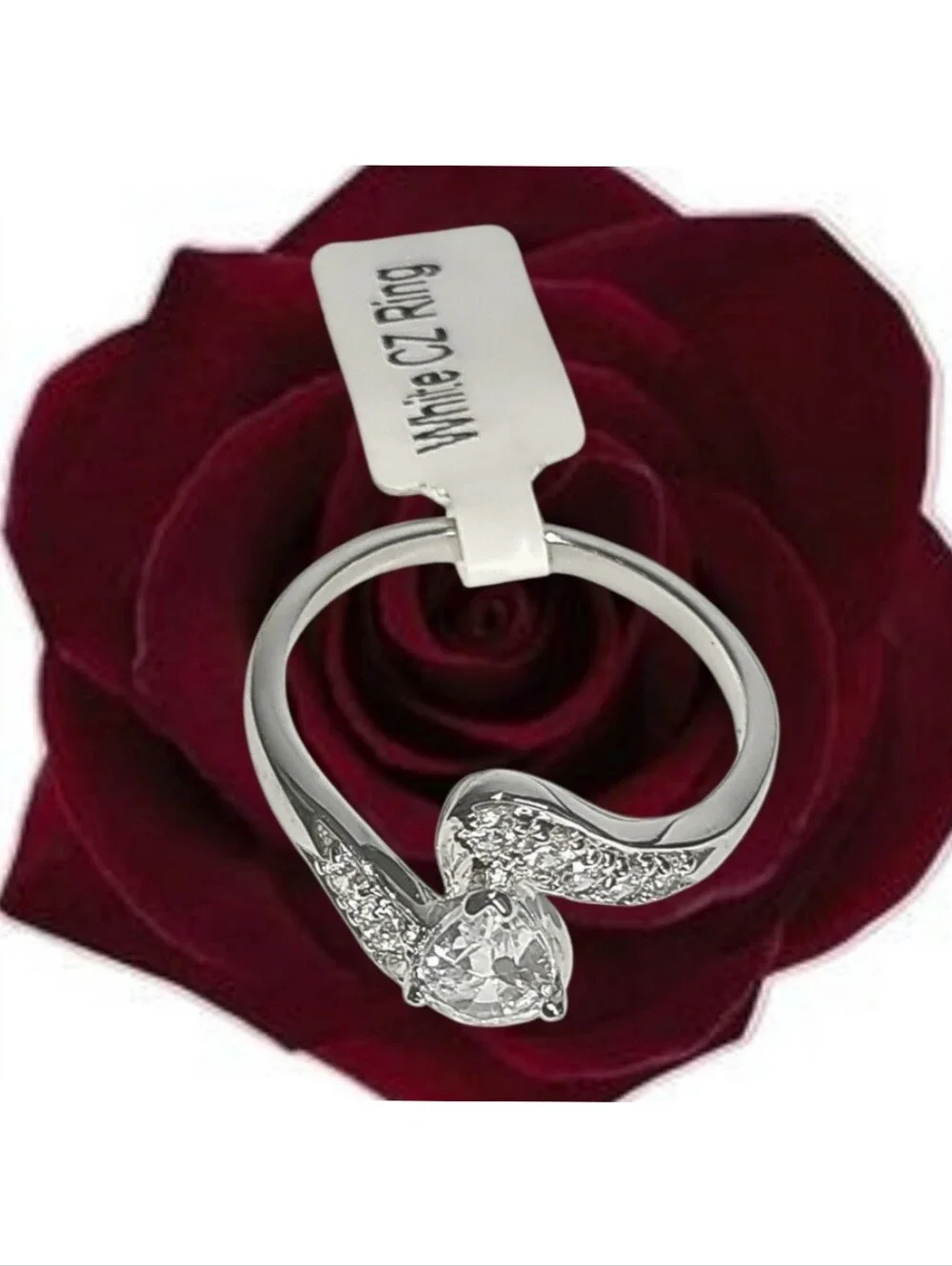 White Gold Plated w/ CZ Center Stone. Size 12 NWT